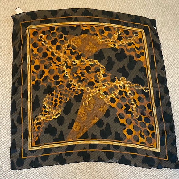 Vintage Animal Print and Chain Sheer Scarf - Picture 2 of 8